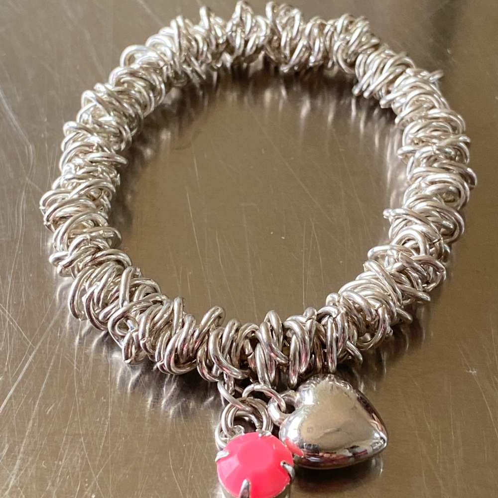 Sterling Silver Charm Sweetie Style Stretch Ring Bracelet